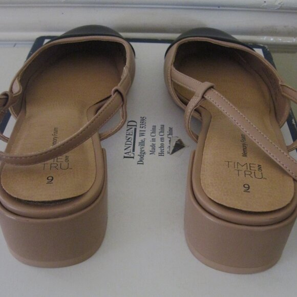 TIME & TUE Women Bro/Black Size 9-Shoes Faux Leather-Memory Foam-Strap Open Back - Picture 6 of 9